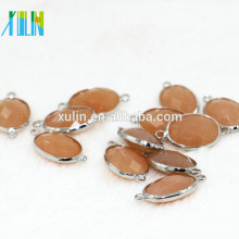 10*14mm Oval Assortment Alabaster Shadow Crystal Glass Brass Silver Gold Pendant Oval Faceted Double Connector Crystal Pendant